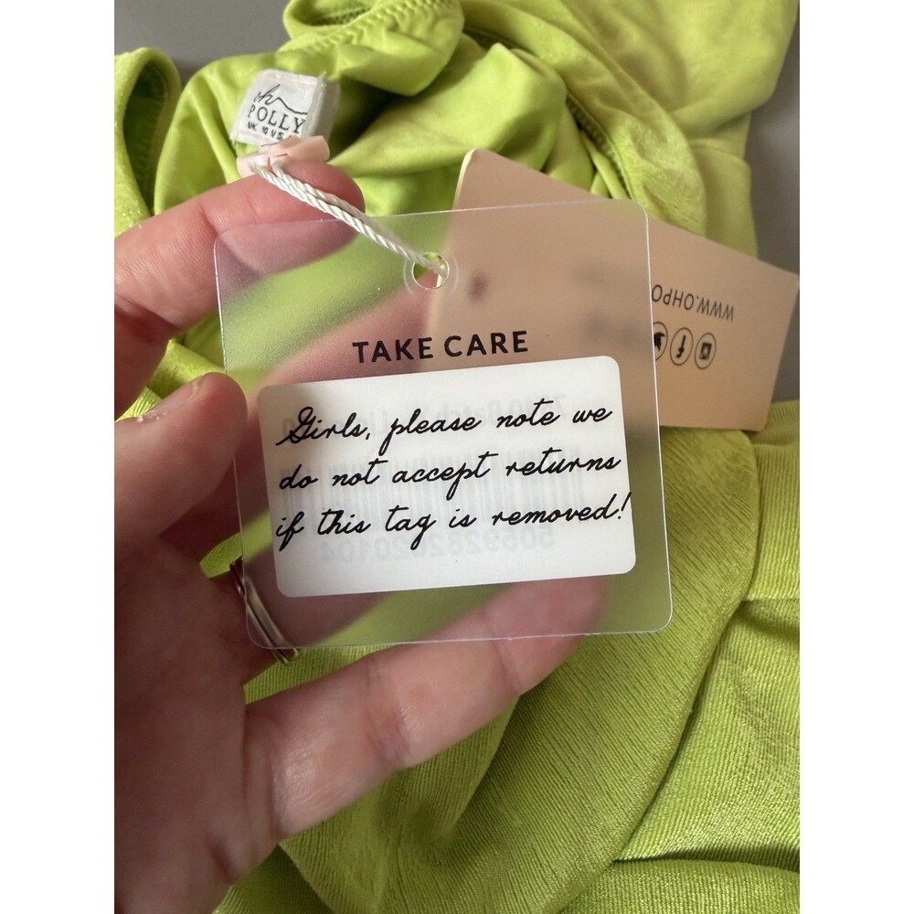 Oh Polly Textured Jersey Asymmetric Cut Out Mini Dress In Lime- Size 6 NWT - Picture 11 of 16